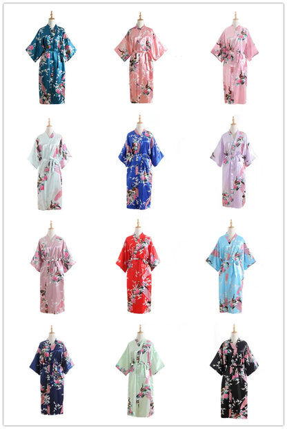 Hot Sale Blue Female Silk Rayon Robes Gown Kimono Yukata Chinese Women Sexy Lingerie Sleepwear Plus Size S M L XL XXL XXXL A-046