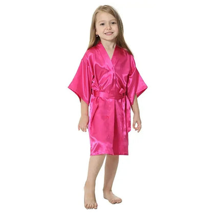 B16811 2017 Hot Sale Silk Kid Robe Kimono Robes Bridesmaid Dress Children Bathrobe Sleepwear Baby Clothes children's bathrobe