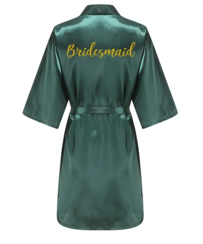 Wedding Bride Bridesmaid Robes Dressing Gown Sexy Women Bathrobe Night Sleepwear Women Gold Printed Kimono Plus Size