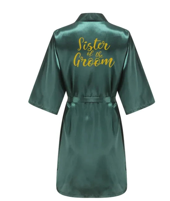 Wedding Bride Bridesmaid Robes Dressing Gown Sexy Women Bathrobe Night Sleepwear Women Gold Printed Kimono Plus Size
