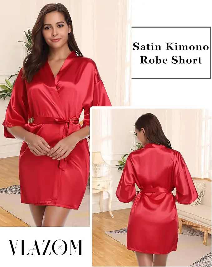 Pajamas women summer European and American ladies lace-up bathrobe sexy morning gown home dress can wear ice silk robe