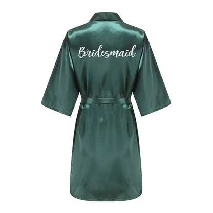 Wedding Bride Bridesmaid Robes Dressing Gown Sexy Women Bathrobe Night Sleepwear Women Gold Printed Kimono Plus Size