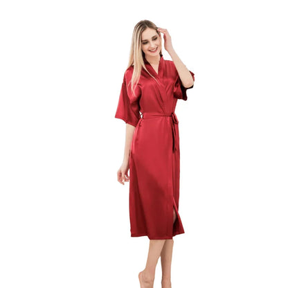 Women Silk Satin Long Wedding Bride Bridesmaid Robe Kimono Robe Feminino Bath Robe Large Size XXXL Peignoir Femme Sexy Bathrobe