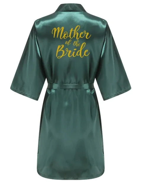 Wedding Bride Bridesmaid Robes Dressing Gown Sexy Women Bathrobe Night Sleepwear Women Gold Printed Kimono Plus Size