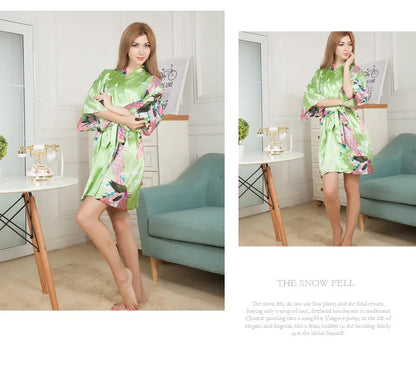 Rayon Robes Women Nightwear Flower Home Clothes Intimate Lingerie Casual Kimono Bath Gown Lady Sexy Night Dress Oversize 3XL