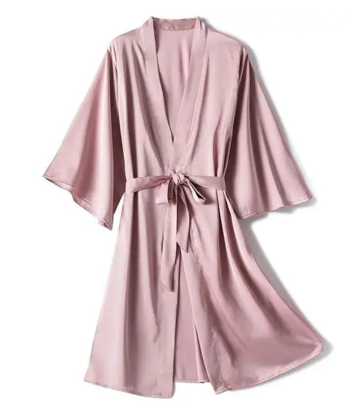 Kimono Bathrobe Gown Female Robe Set Satin Sleepwear Casual Nightgown Bridal Wedding Gift Sexy Nightwear Intimate Lingerie