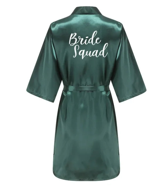 Wedding Bride Bridesmaid Robes Dressing Gown Sexy Women Bathrobe Night Sleepwear Women Gold Printed Kimono Plus Size