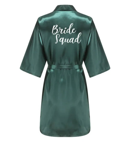 Wedding Bride Bridesmaid Robes Dressing Gown Sexy Women Bathrobe Night Sleepwear Women Gold Printed Kimono Plus Size