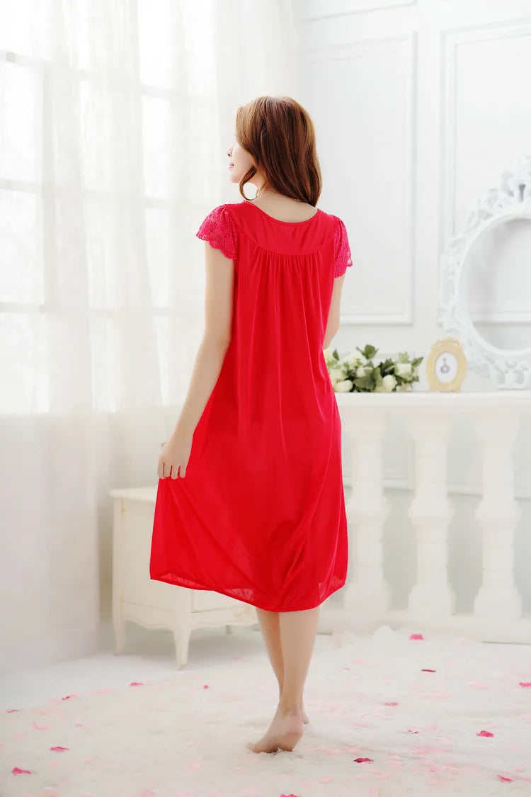 Free shipping women black lace sexy nightdress girls plus size bathrobe Large size Sleepwear nightgown Y02-2