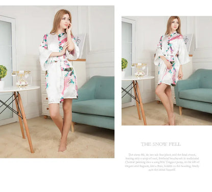 Rayon Robes Women Nightwear Flower Home Clothes Intimate Lingerie Casual Kimono Bath Gown Lady Sexy Night Dress Oversize 3XL